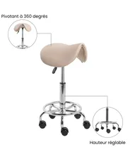 Tabouret de selle DUMONT Cuir PU Beige_1072614
