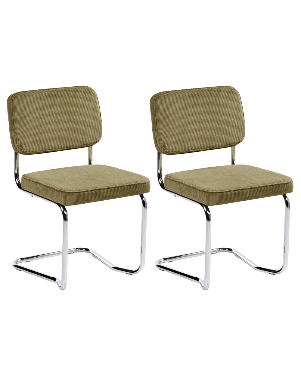 Set di 2 sedie da pranzo IRWIN Velluto a coste Verde oliva_1031499