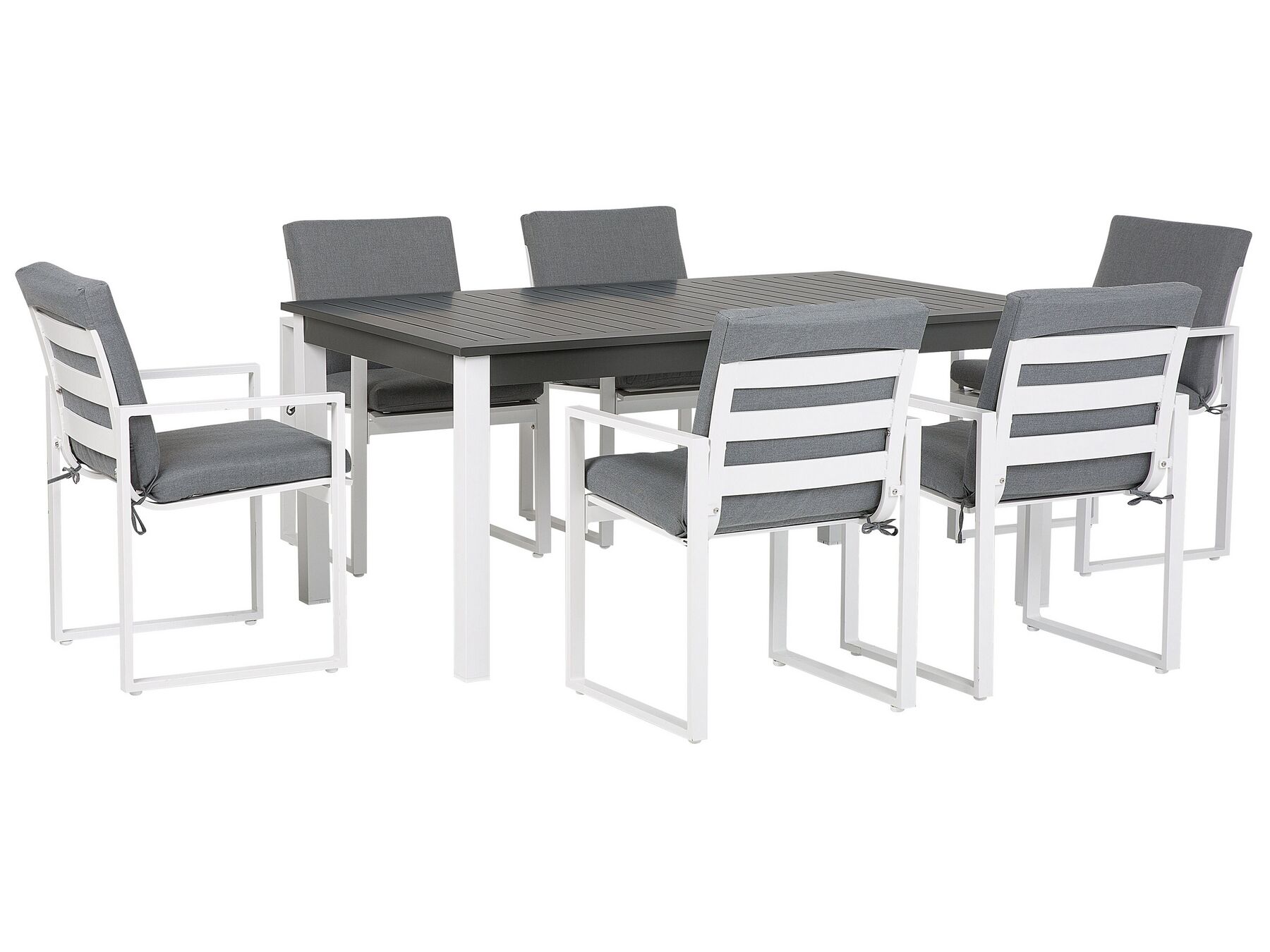 Ensemble table et 6 chaises gris PANCOLE_739028