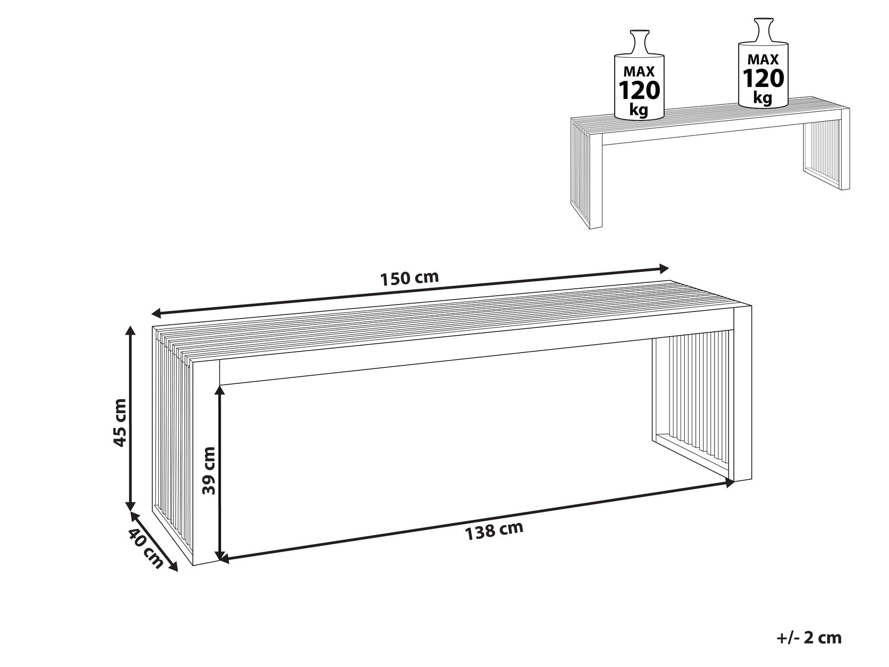Zestaw 2 ławek ogrodowych SULZANO 150 cm Drewno akacjowe Brązowy_921676