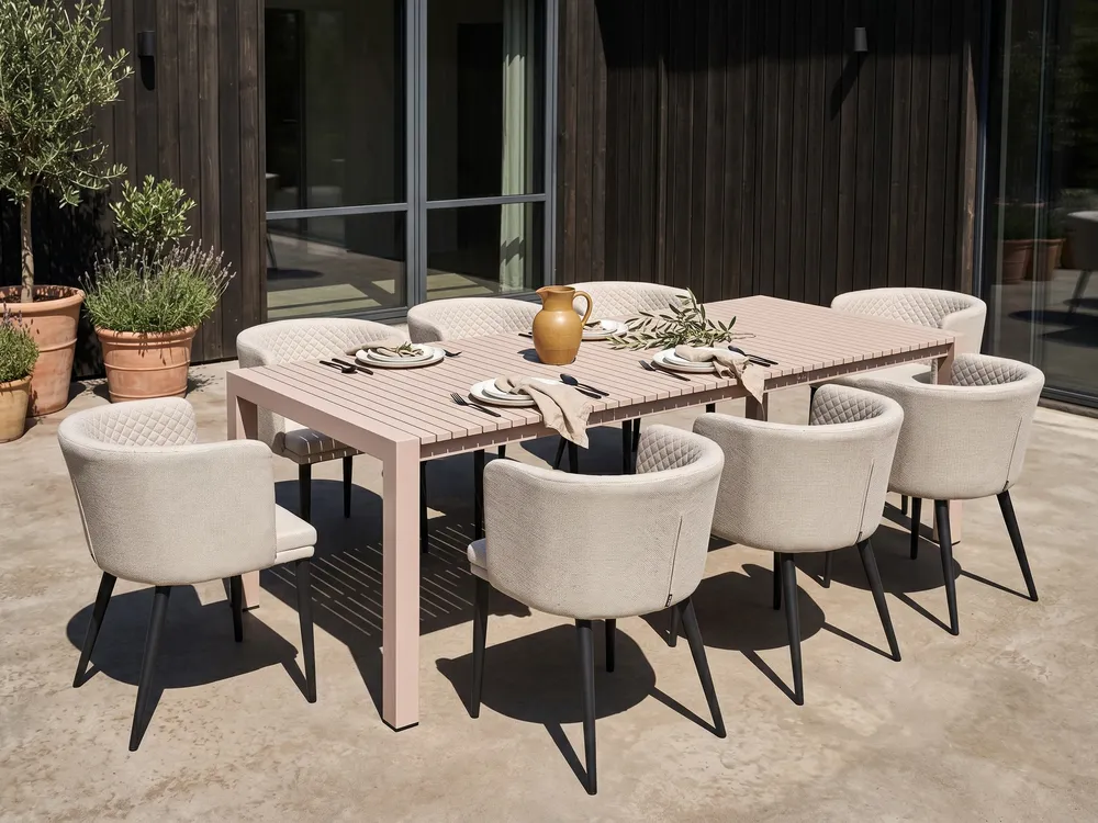 Extending Garden Dining Table ARDESIO 160/220 cm 90 cm Metal Sand Beige