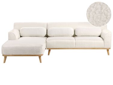 Right Hand Boucle Corner Sofa White SIMOS