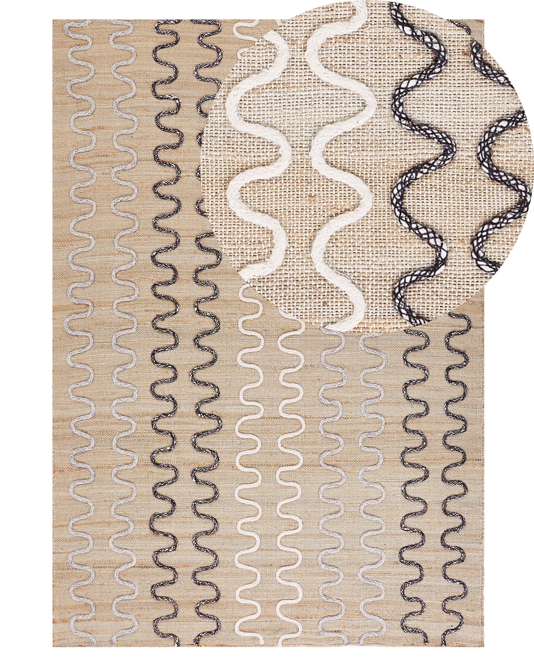 Teppich Jute beige 140 x 200 cm geometrisches Muster Kurzflor SOGUT_852341