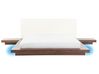 EU King Size Faux Leather Headboard Bed with LED Brown ZEN_796162