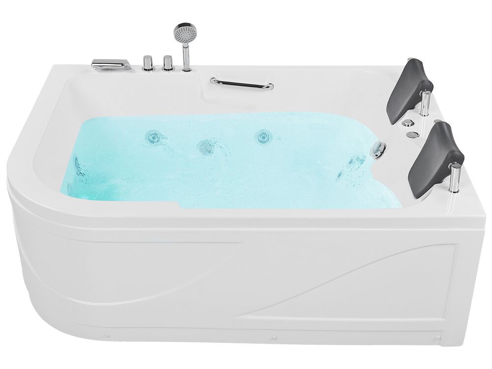 Corner Hot Tub with LED BAYAMO 1700 x 1200 mm White Left Hand