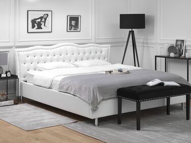 Faux Leather EU Super King Bed White METZ