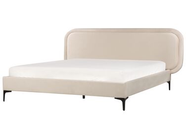Sametová postel 160 x 200 cm světle béžová SUZETTE