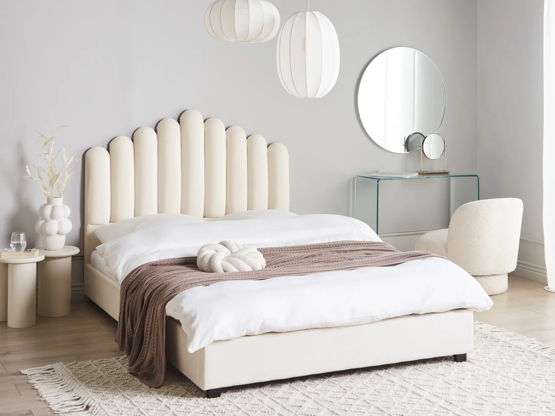 Waterbed Velvet VINCENNES 140 x 200 cm (EU Double) Off-White_974550