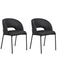 Set of 2 Dining Chairs PENNY Fabric Black_1007362