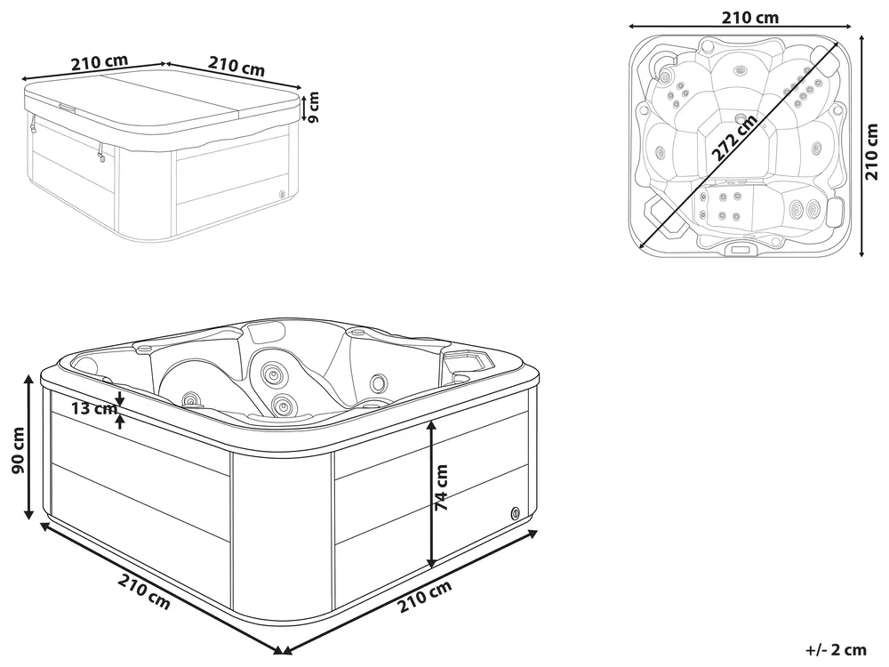 Outdoor Hot Tub with LED TULAROSA Blue_818728