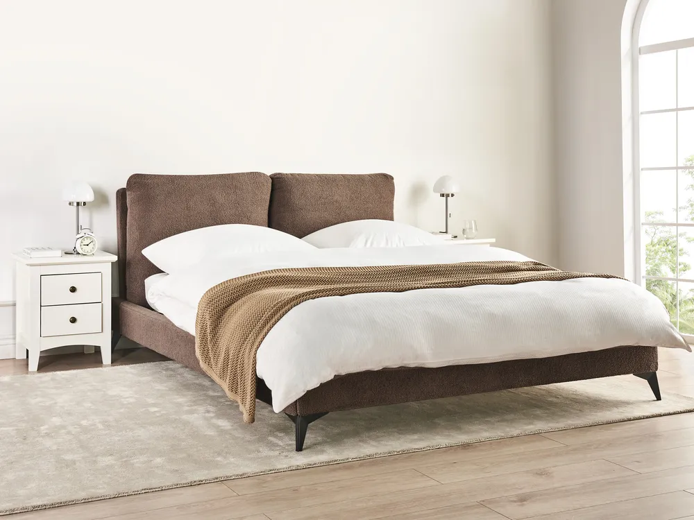 Bed Boucle MELLE 160 x 200 cm (EU King Size) Brown
