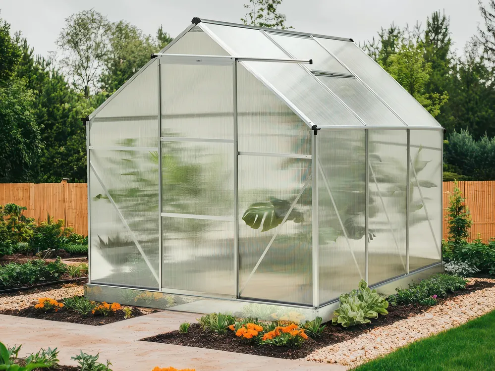 Garden Greenhouse APULIA 191 cm 190 cm Silver_1005237
