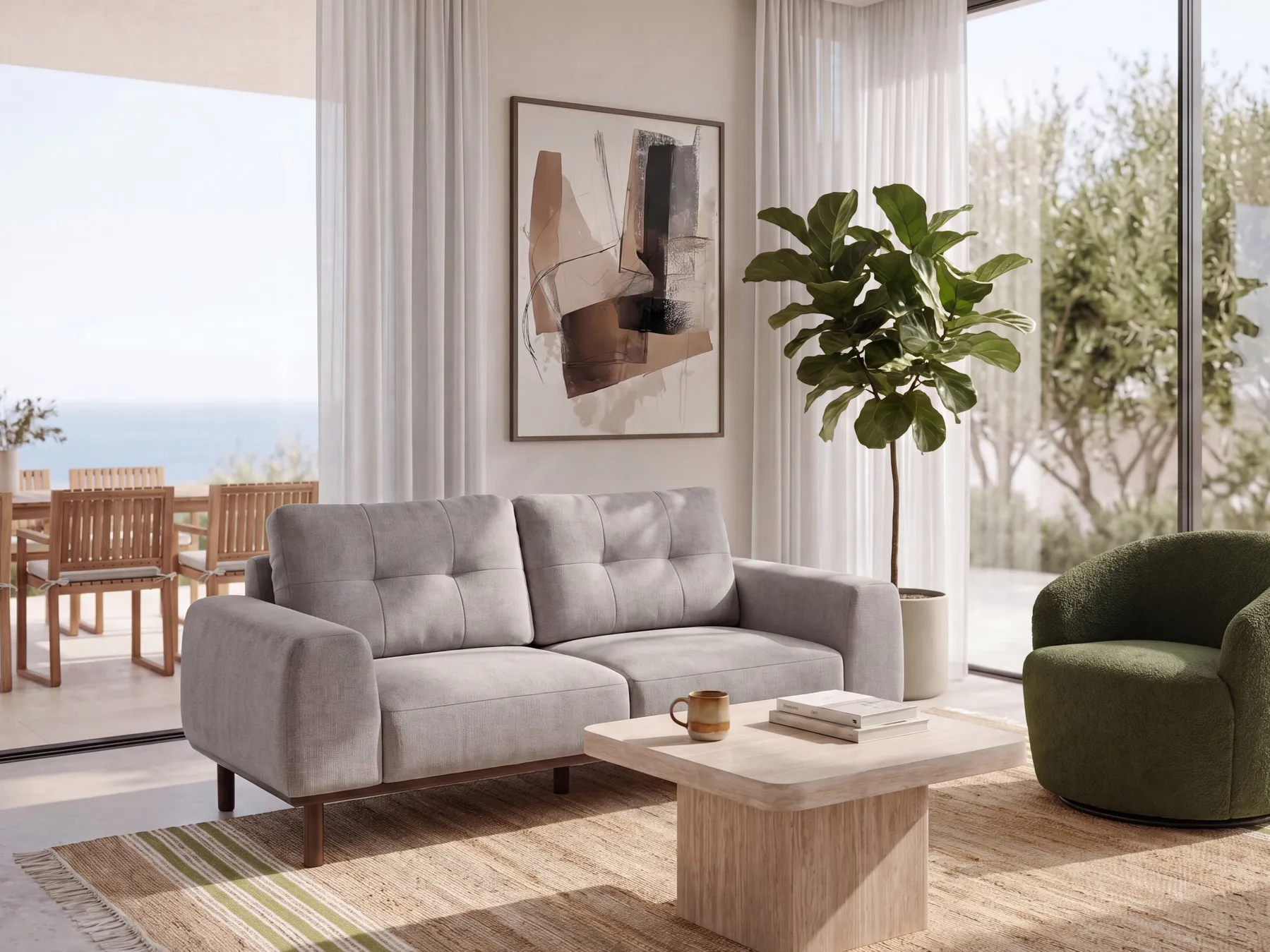 Sofa 2 Seater LAURILA Fabric Light Grey_951739