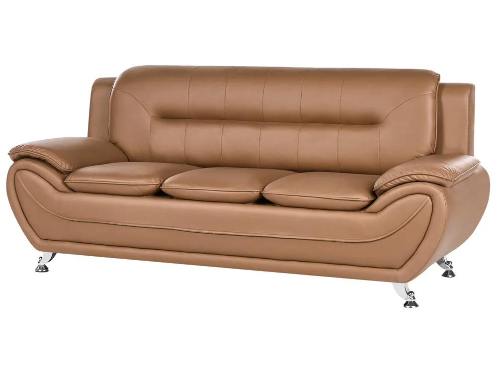 Living Room Set 6 Seater LEIRA Faux Leather Golden Brown_1058423