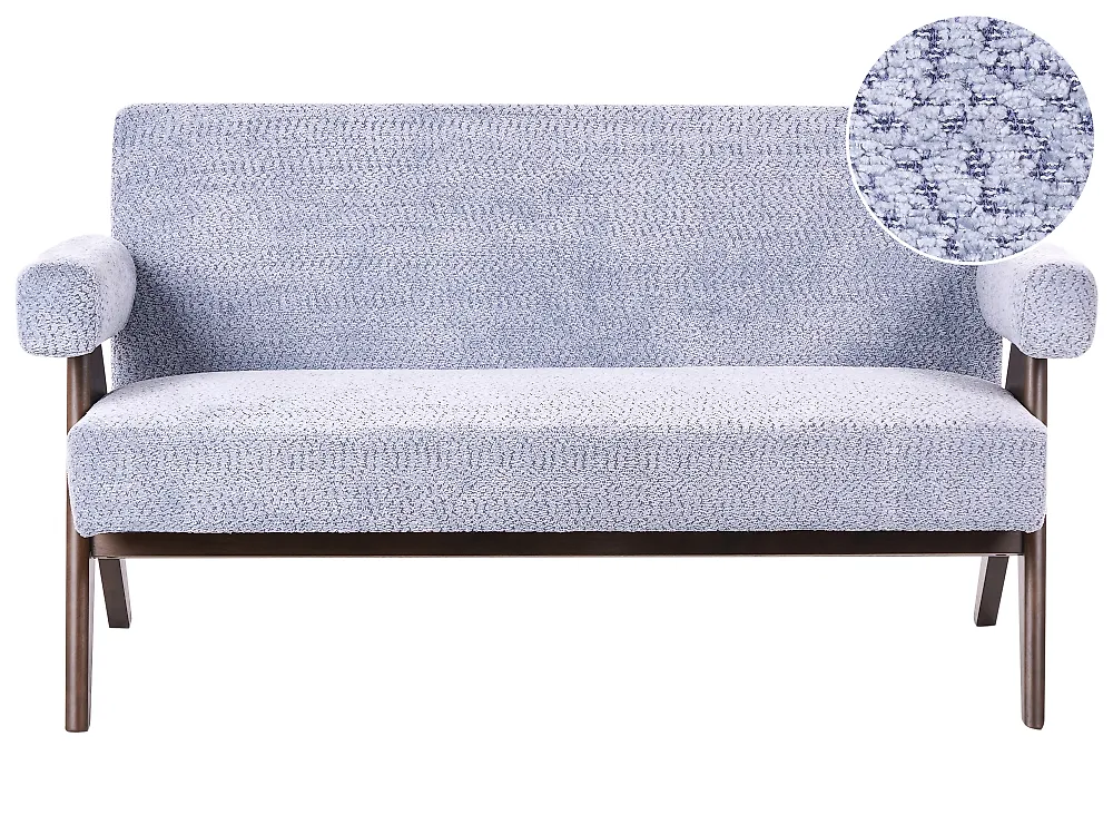 Sofa 2 Seater TAMRE Chenille Light Blue/ Dark Brown