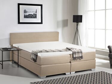 Fabric EU Super King Size Divan Bed Beige PRESIDENT