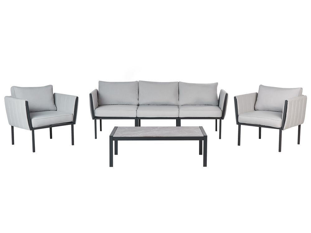 Garden Lounge Set with Table 5 Seater SKALA Metal Light Grey