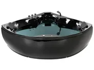 Corner Hot Tub with LED SENADO 2050 x 1500 mm Black_919456