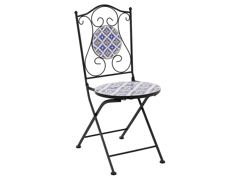 Set mobilier de grădină SIPONTO Metal Alb/Albastru_1155717