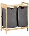 Set of 2 Laundry Baskets with Shelf AZUFRERA Bamboo Light Brown/ Grey 70 L
