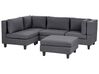 4 Seater Right Hand Modular Fabric Corner Sofa with Ottoman Dark Grey UNSTAD_924620
