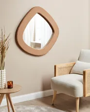 Lustro ścienne EPIRY 79 cm 80 cm Boucle Jasnobrązowy_1078720