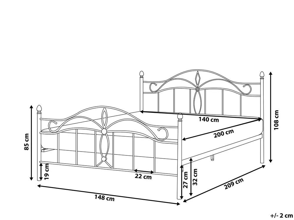 Bed Metal ANTLIA 140 x 200 cm (EU Double) White_806762