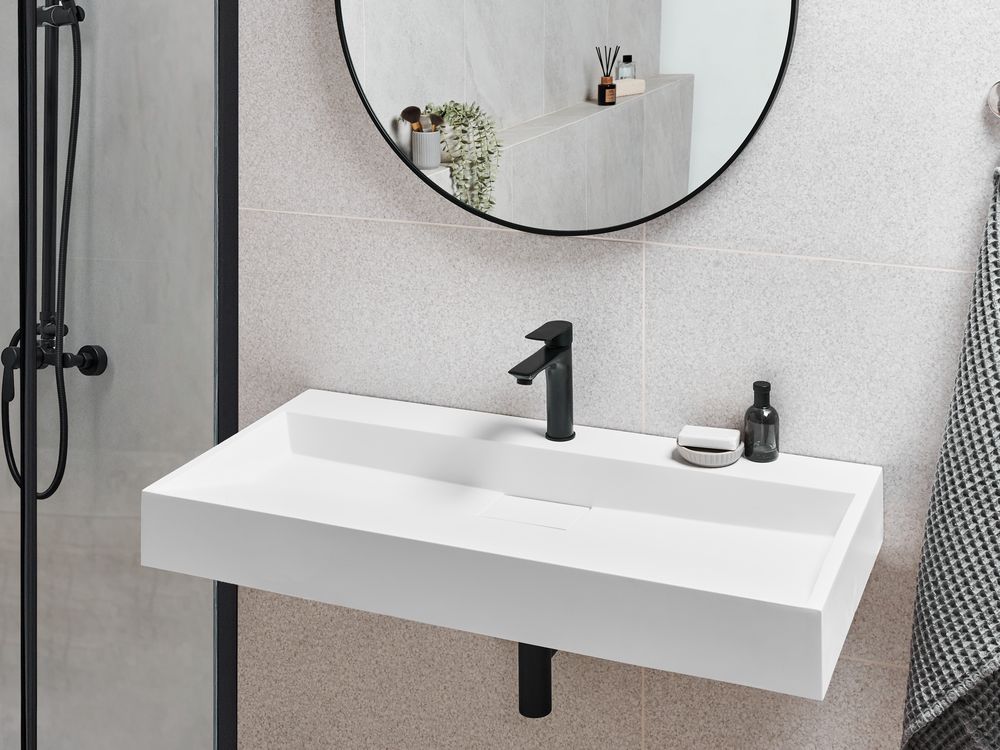 Lavabo sospeso QUENKO 100 x 46 cm Composito minerale Bianco