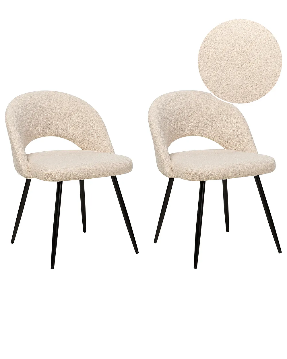 Esszimmerstuhl 2er Set ONAGA Bouclé Beige