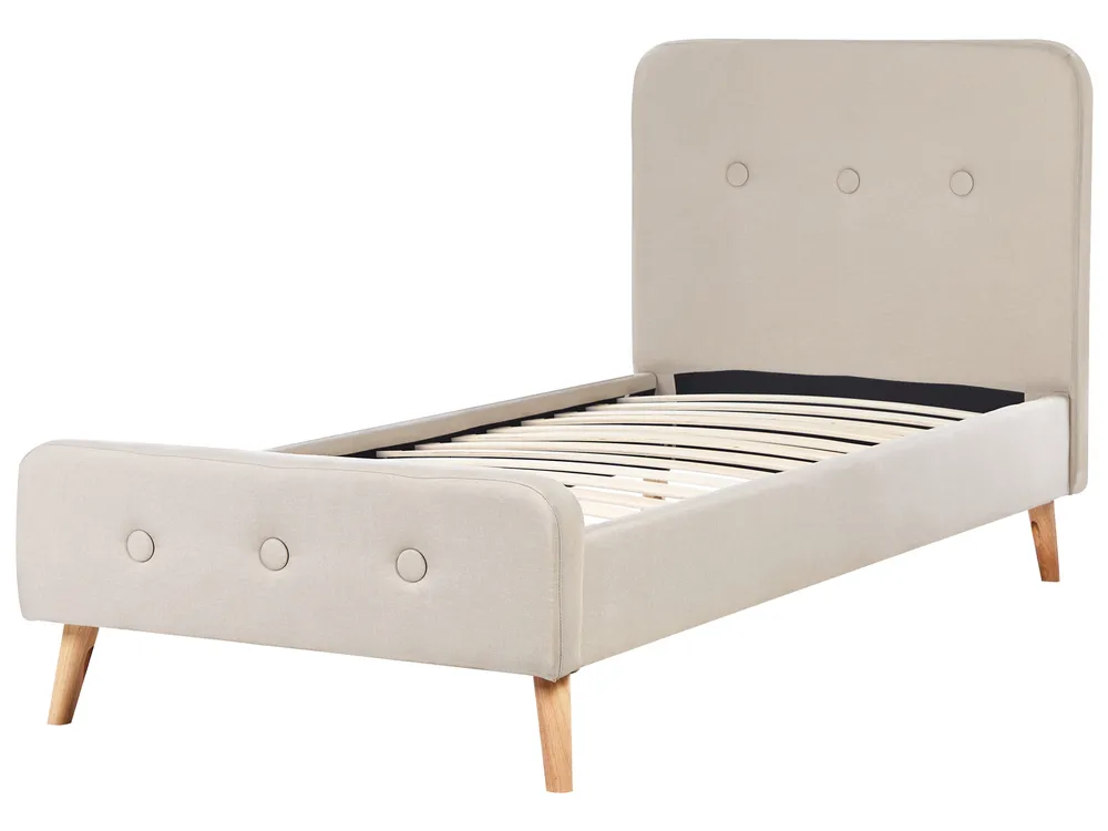 Bed Faux Linen RENNES 90 x 200 cm (EU Single) Light Beige_924483