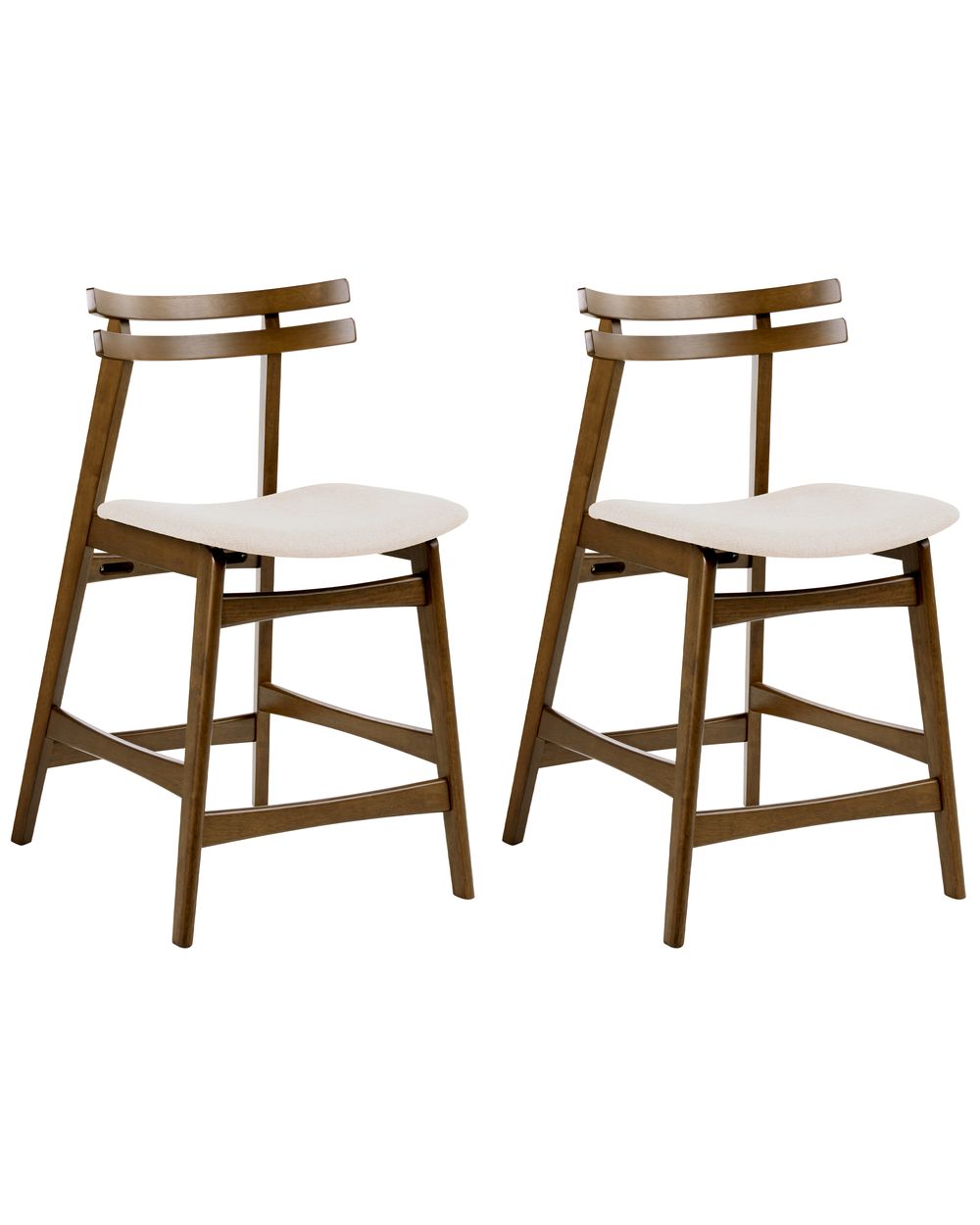 Conjunto de 2 bancos de bar CYNTHIANA Madeira Castanho/Branco creme