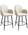 Set of 2 Bar Chairs AMITY Fabric Light Beige