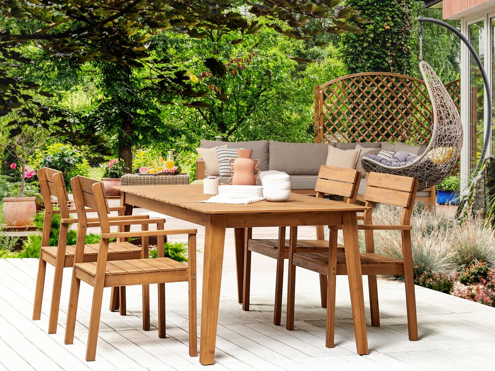 4 Seater Acacia Wood Garden Dining Set FORNELLI Beliani