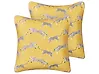 Set of 2 Decorative Cushions ARALES 45 x 45 cm Cotton Yellow Animal Pattern
