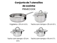 Conjunto de cozinha de 7 peças PRIMECOOK Aço inoxidável Prateado_1051153