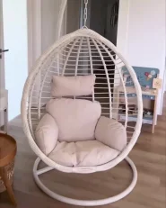 Hanging Chair with Stand FANO PE Rattan White_885662
