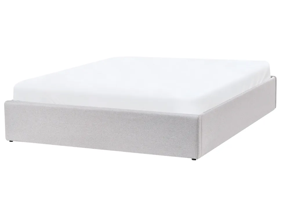 Ottoman Bed without Headboard DINAN Fabric Light Grey 160 x 200 cm (EU King Size)_903730