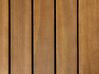 Zahradní lavička z akátového dřeva s úložným prostorem 160 cm světlá/červený polštář SOVANA_922595