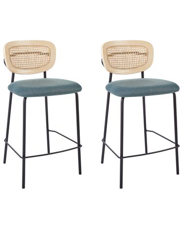 Lot de 2 chaises de bar en tissu bleu MAYETTA