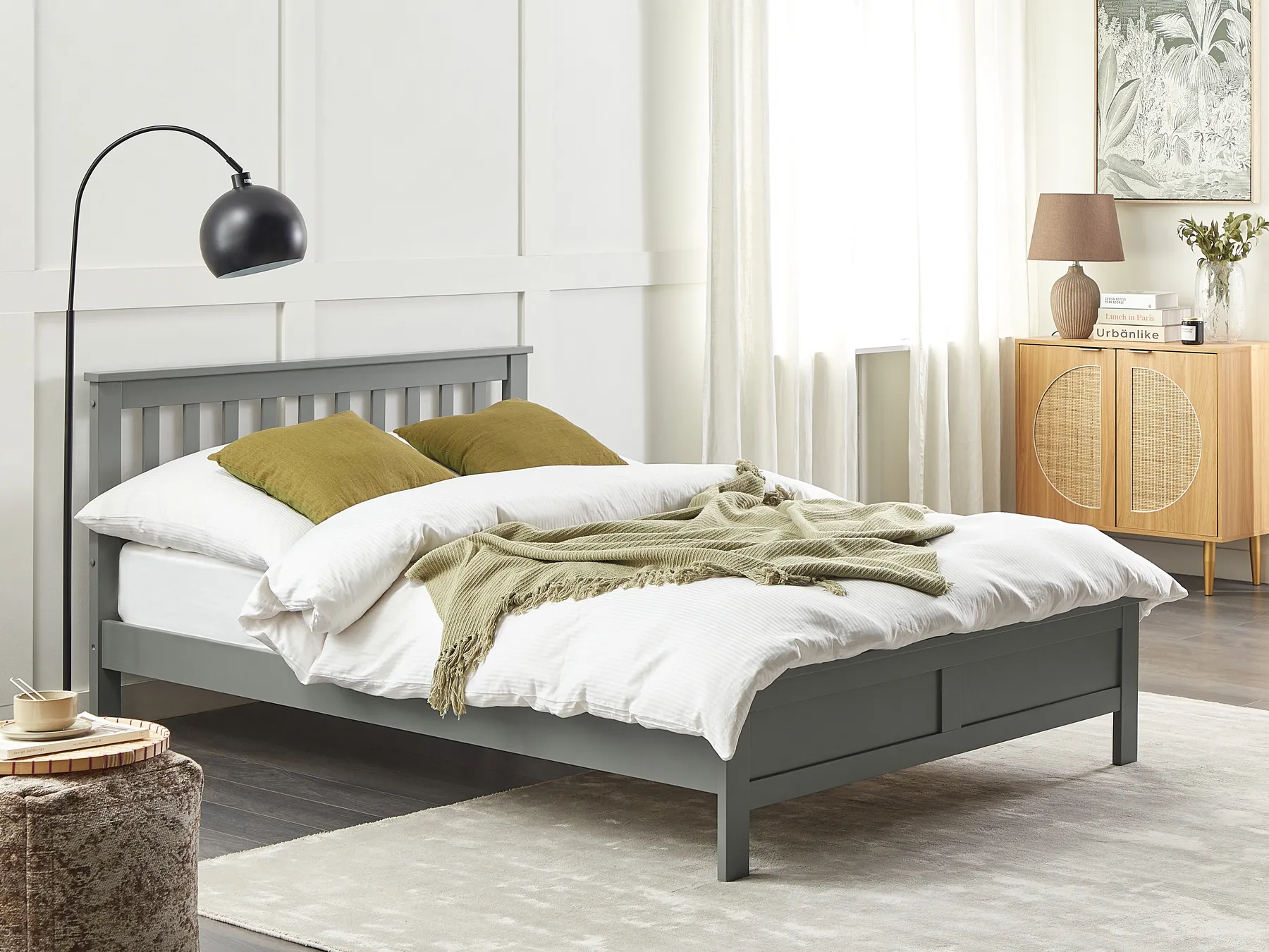 Bed Pine Wood MAYENNE 140 x 200 cm (EU Double) Grey_876629