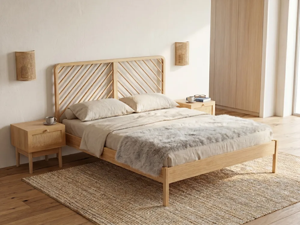 Bed Pine Wood SEPHOS 160 x 200 cm (EU King Size) Light Brown