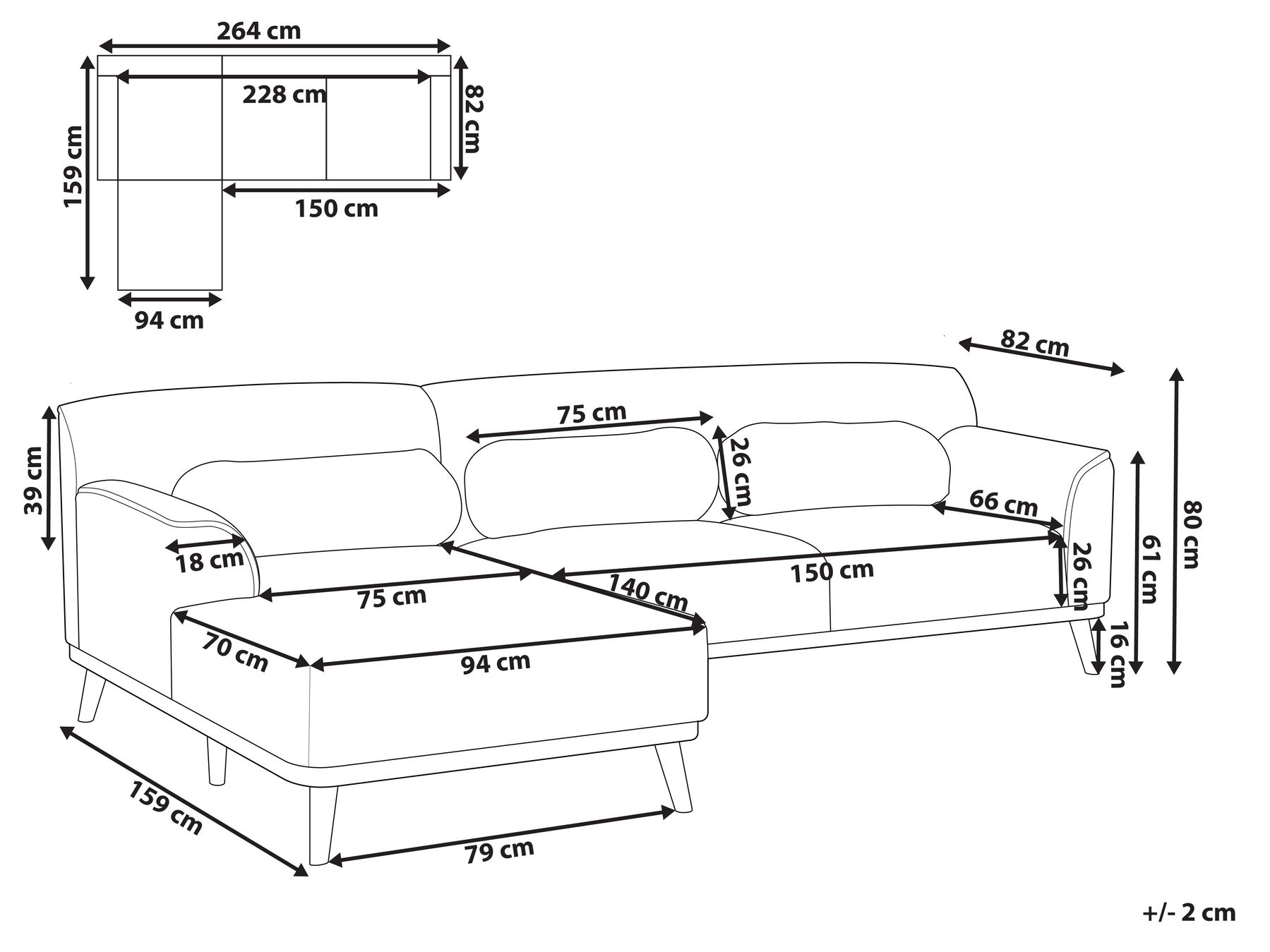 Right Hand Fabric Corner Sofa Off-White SIMOS_927980 Right Hand Fabric Corner Sofa Off-White SIMOS_927980