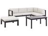 Lounge Set 3-teilig Aluminium schwarz 5-Sitzer Auflagen cremeweiss MESSINA_929521