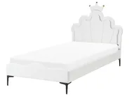 Cama infantil Coroa Veludo RUBIAN 90 x 200 cm Com luzes LED Branco_962142