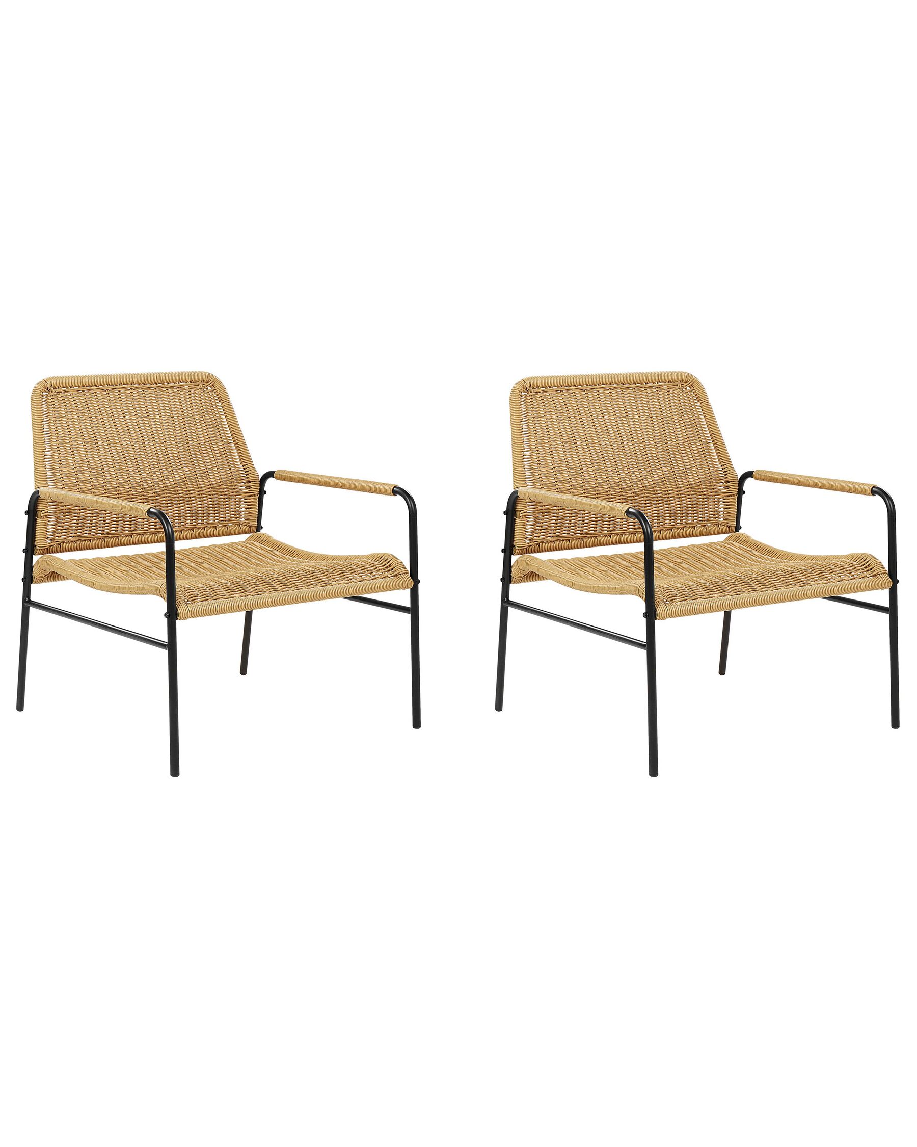 Set of 2 PE Rattan Garden Chairs Natural PRASIMO_863013