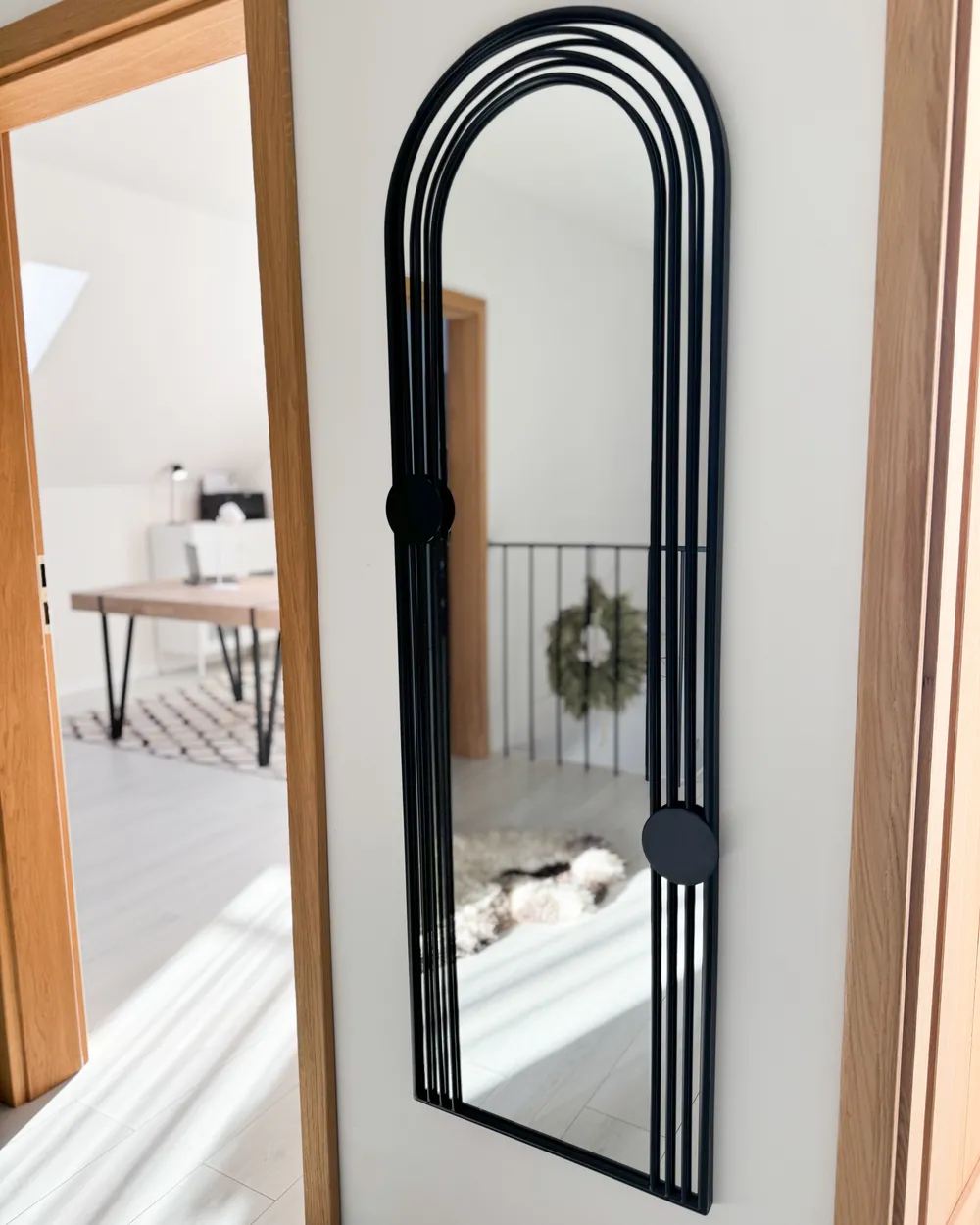 Wall Mirror AJAIN 45 cm 146 cm Metal Black_1051635