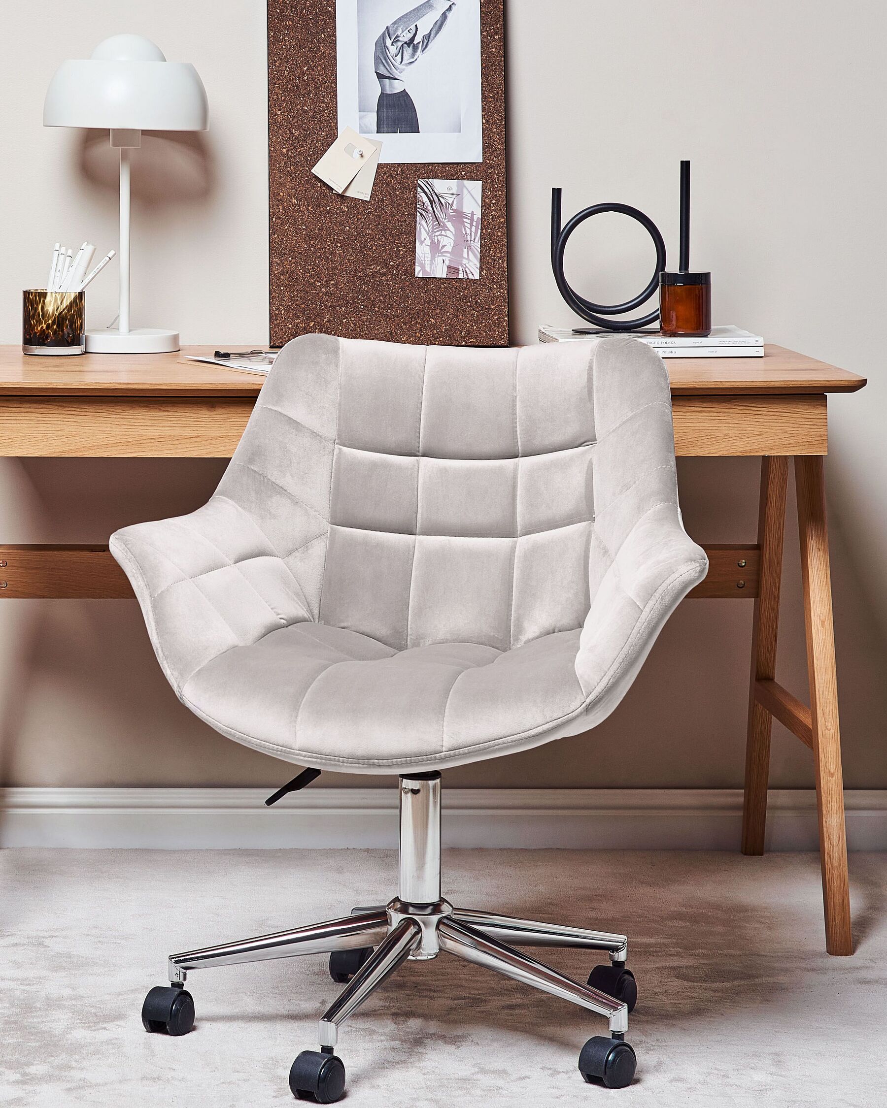 Velvet Desk Chair Grey LABELLE_854940