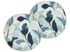 Lot de 2 coussins de jardin avec motif feuille  ⌀ 40 cm bleu VEGLINO_881525