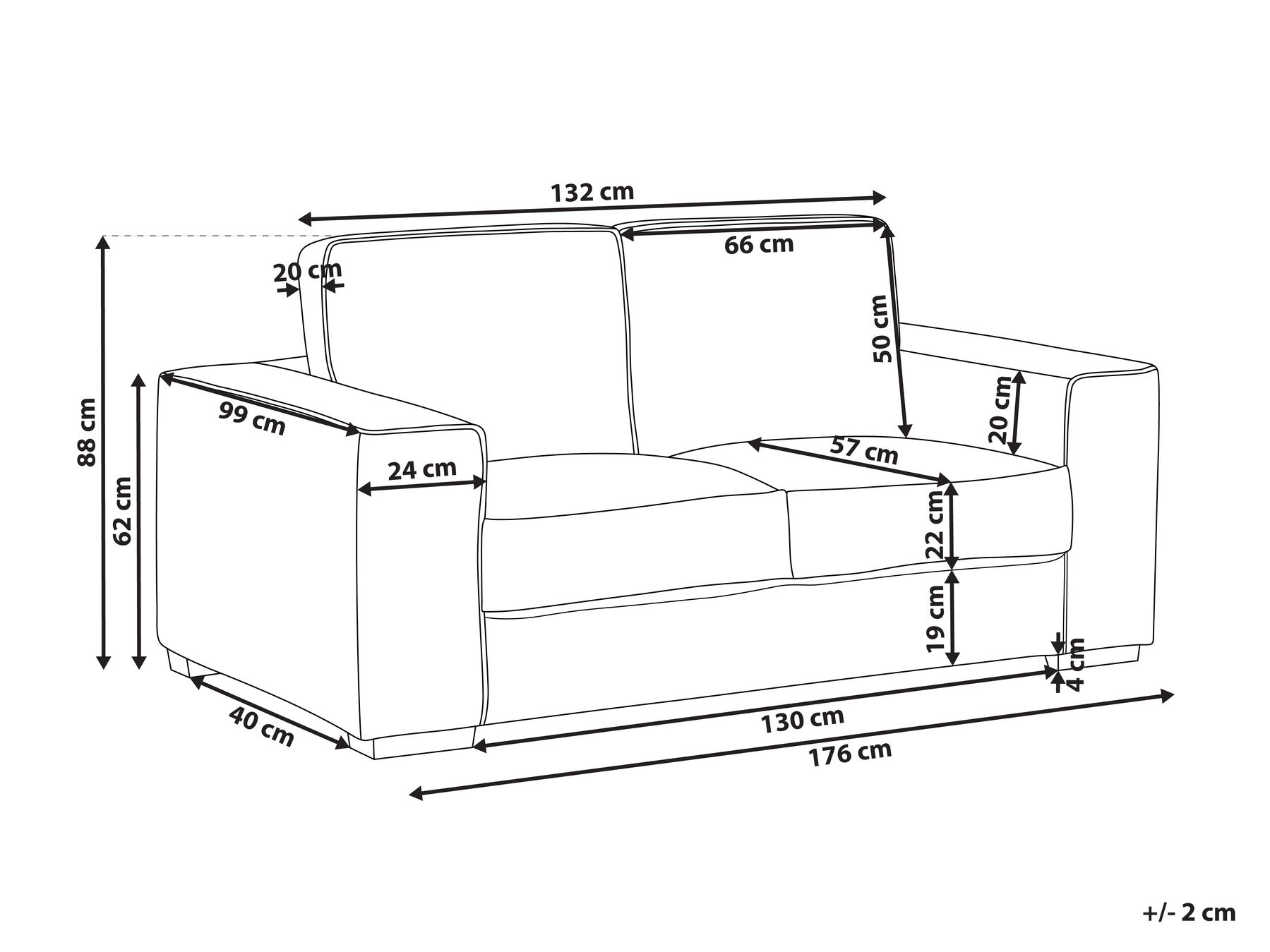 2 Seater Jumbo Cord Sofa White VIKRAN_969089 2 Seater Jumbo Cord Sofa White VIKRAN_969089