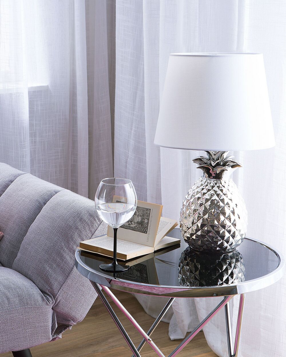 Table Lamp PINEAPPLE Ceramic Silver Beliani